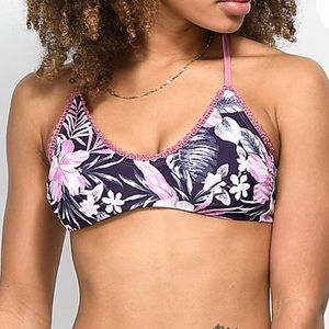 Trillium Floral Tropical Pink Purple Bikini Top